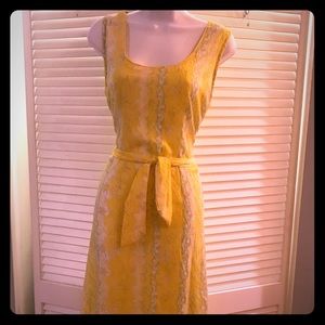 Yellow paisley print linen dress